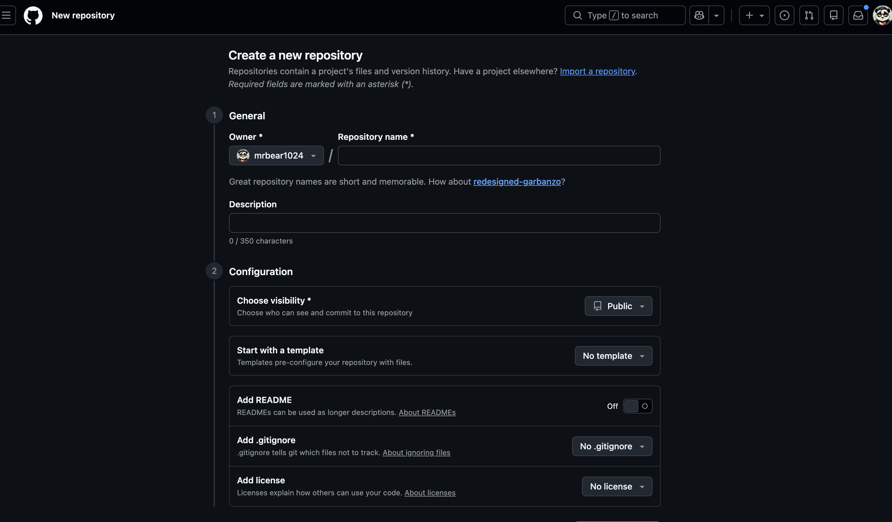 GitHub 创建新仓库入口