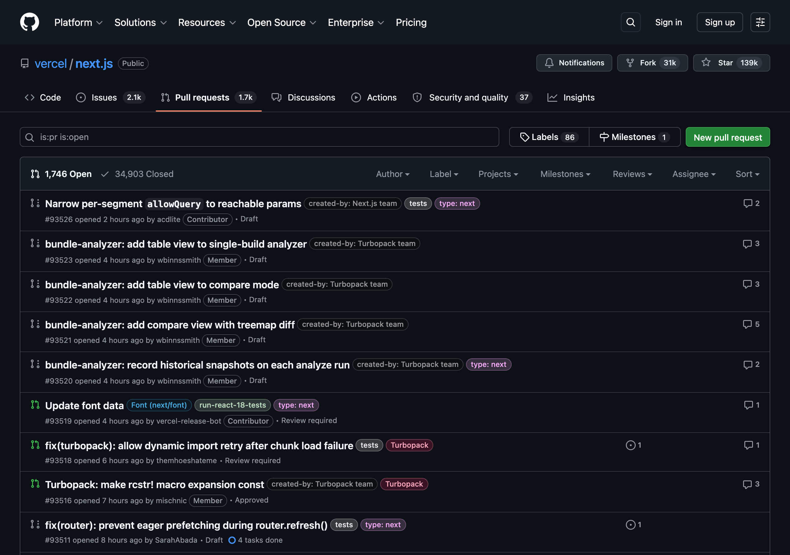 Pull Request 列表
